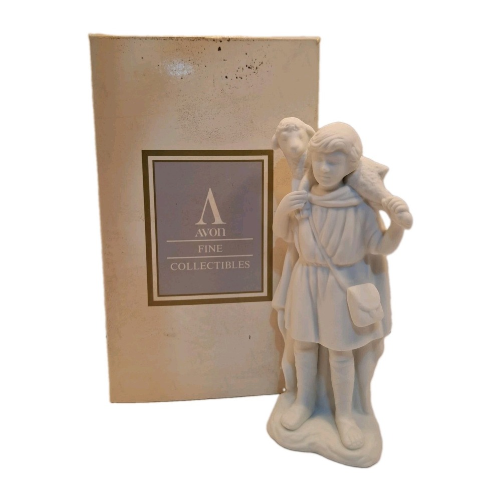 Avon 1993 Nativity Collectibles Porcelain Figurine Shepherd w/ Lamb Vintage